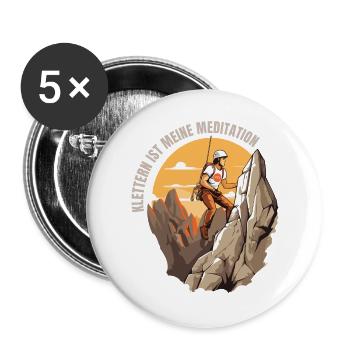 Klettern ist meine Meditation - Buttons groß 56 mm (5er Pack) - Weiß - Vorne