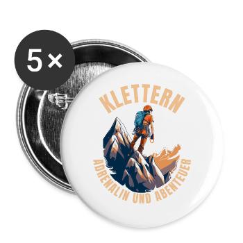 Adrenalin und Abenteuer - Buttons groß 56 mm (5er Pack) - Weiß - Vorne