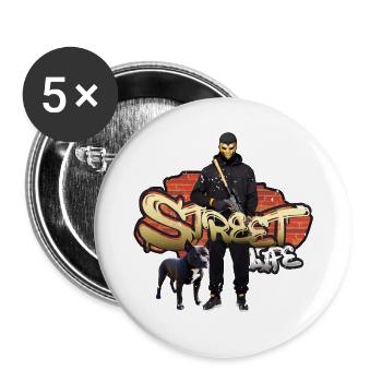 Vie de gangster dans la rue - Lot de 5 grands badges (56 mm) - blanc - Devant