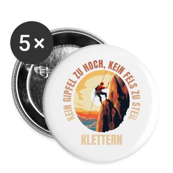 Kein Gipfel zu hoch, kein Fels zu steil - Buttons groß 56 mm (5er Pack) - Weiß - Vorne