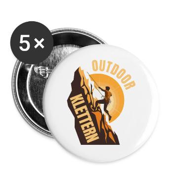 Outdoor Klettern - Buttons groß 56 mm (5er Pack) - Weiß - Vorne