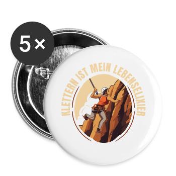 Klettern ist mein Lebenselixier - Buttons groß 56 mm (5er Pack) - Weiß - Vorne