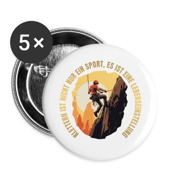 Klettern ist nicht nur ein Sport - Buttons groß 56 mm (5er Pack) - Weiß - Vorne