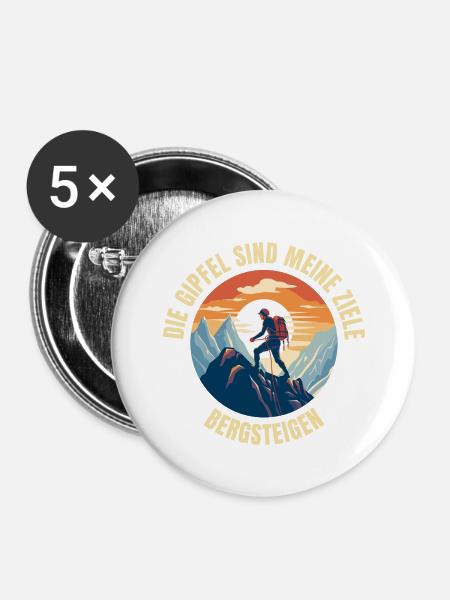 Die Gipfel sind meine Ziele - Buttons groß 56 mm (5er Pack) - Weiß