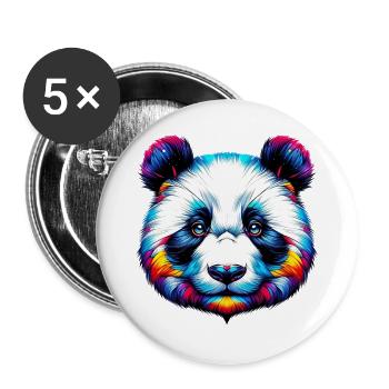 Panda - Buttons groß 56 mm (5er Pack) - Weiß - Vorne