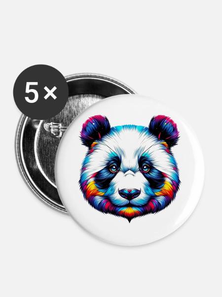 Panda - Buttons groß 56 mm (5er Pack) - Weiß