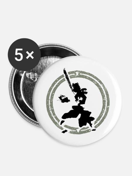 Samurai - Buttons groß 56 mm (5er Pack) - Weiß