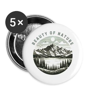 Montagne vintage - Lot de 5 grands badges (56 mm) - blanc - Devant