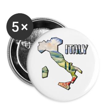 Watercolor Map of Italy - Buttons large 2.2''/56 mm (5-pack) - white - Front
