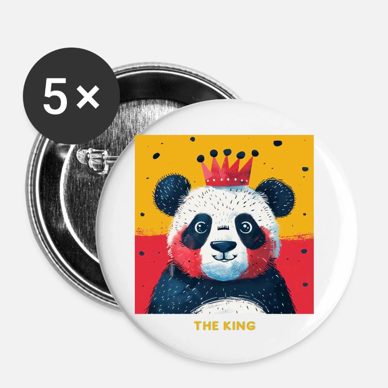 Panda King Portrait - Buttons large 2.2''/56 mm (5-pack) - white