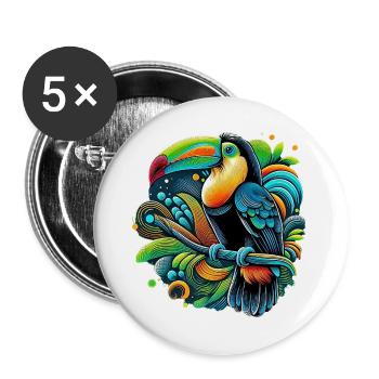 Toucan - Lot de 5 grands badges (56 mm) - blanc - Devant