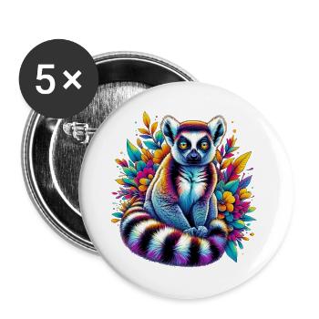 Lémurien - Lot de 5 grands badges (56 mm) - blanc - Devant