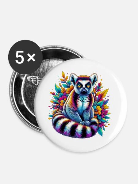 Lemur - Buttons groß 56 mm (5er Pack) - Weiß