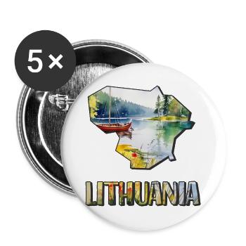 Watercolor Map of Lithuania - Buttons large 2.2''/56 mm (5-pack) - white - Front