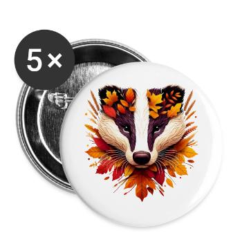 Un blaireau, conçu à partir de différentes feuilles - Lot de 5 grands badges (56 mm) - blanc - Devant