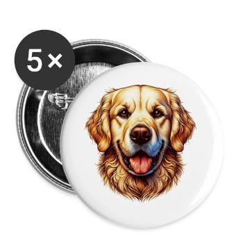 Golden Retriever Labrador Dog - Buttons large 2.2''/56 mm (5-pack) - white - Front