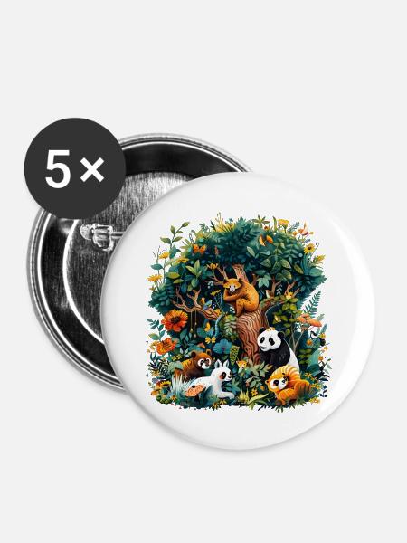 Artenvielfalt braucht Hilfe - Buttons groß 56 mm (5er Pack) - Weiß