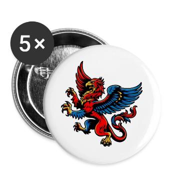 Griffon - Lot de 5 grands badges (56 mm) - blanc - Devant