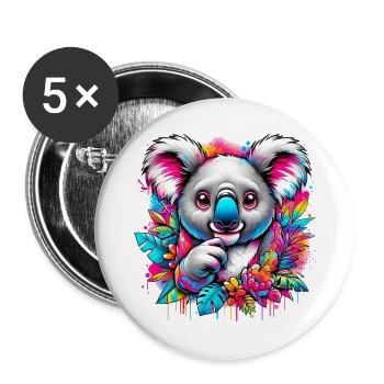 Koala - Buttons groß 56 mm (5er Pack) - Weiß - Vorne