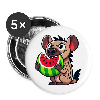 Süße Hyäne mit Wassermelone Cartoon Frucht Sommer - Buttons groß 56 mm (5er Pack) - Weiß - Vorne