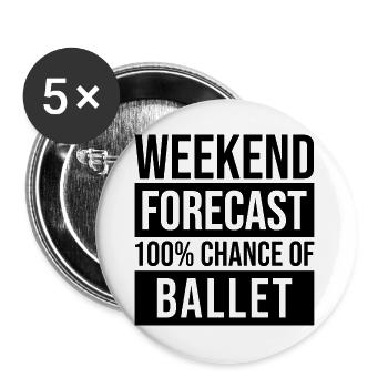 Ballett - Buttons groß 56 mm (5er Pack) - Weiß - Vorne