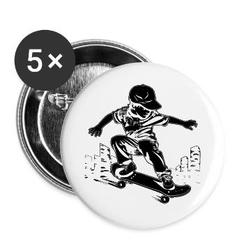 Skateboarding Junge - Buttons groß 56 mm (5er Pack) - Weiß - Vorne