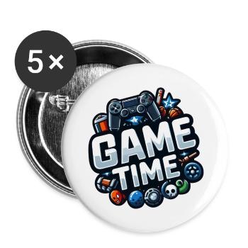Game Time! - Buttons large 2.2''/56 mm (5-pack) - white - Front