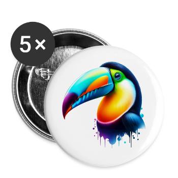 Tukan - Buttons groß 56 mm (5er Pack) - Weiß - Vorne
