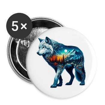 Wolf - Buttons large 2.2''/56 mm (5-pack) - white - Front