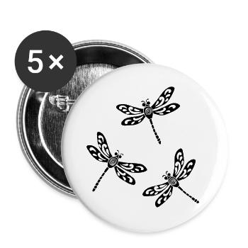 Trio of Black Dragonflies - Buttons large 2.2''/56 mm (5-pack) - white - Front