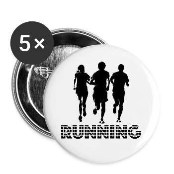 Laufen | running, Sport, Training, Workout - Buttons groß 56 mm (5er Pack) - Weiß - Vorne