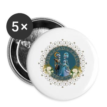The cute skeleton couple in gothic style - Buttons large 2.2''/56 mm (5-pack) - white - Front