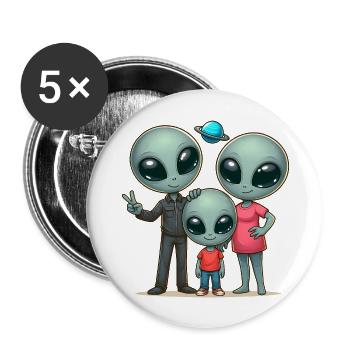 Alien Family - Buttons large 2.2''/56 mm (5-pack) - white - Front