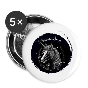 School Child - Unicorn with Star - Chalk Blackboard - Buttons large 2.2''/56 mm (5-pack) - white - Front