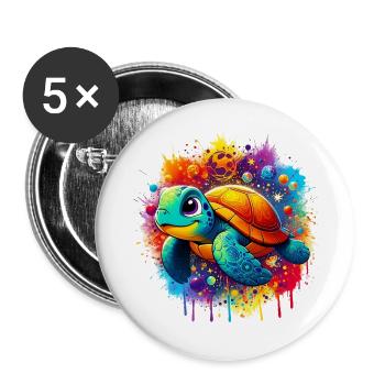 Tortue - Lot de 5 grands badges (56 mm) - blanc - Devant