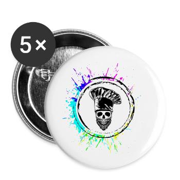 Koch skull icon - Buttons large 2.2''/56 mm (5-pack) - white - Front