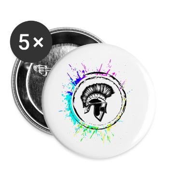 Spartaner Helm - Buttons groß 56 mm (5er Pack) - Weiß - Vorne
