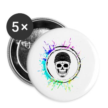 Skull icon - Buttons large 2.2''/56 mm (5-pack) - white - Front