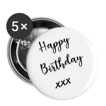 ALLES GUTE ZUM GEBURTSTAG. ALLES GUTE ZUM GEBURTSTAG. JAHRESTAG. - Buttons groß 56 mm (5er Pack) - Weiß - Vorne