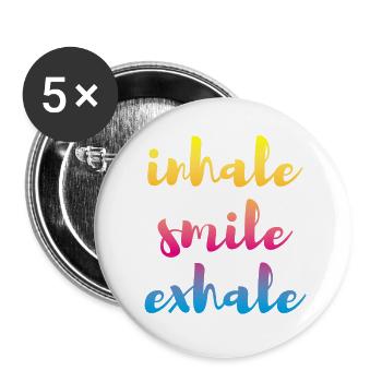 inhale exhale Yoga Verlauf Meditation farbenfroh - Buttons groß 56 mm (5er Pack) - Weiß - Vorne