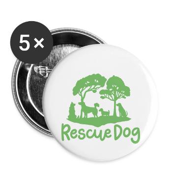Hunderettung Hundeadoption - Buttons groß 56 mm (5er Pack) - Weiß - Vorne