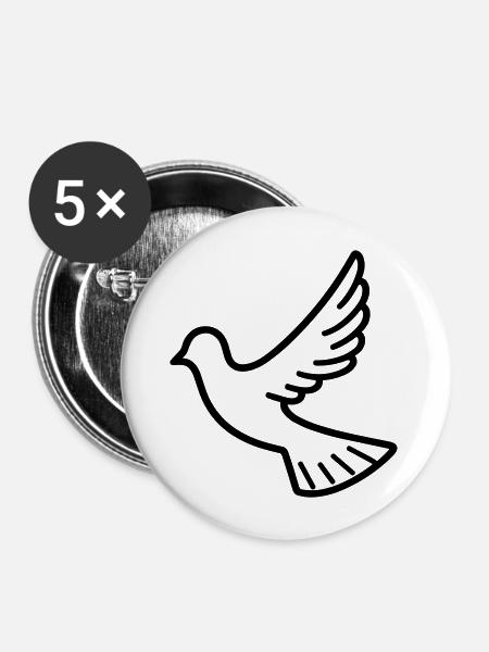 Taube - Buttons groß 56 mm (5er Pack) - Weiß