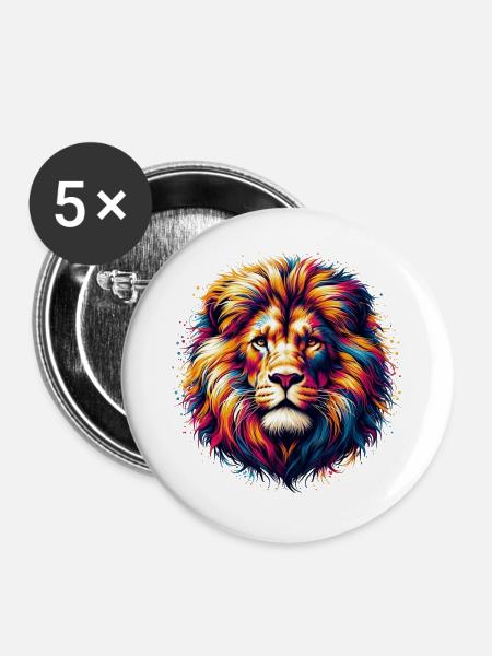 Löwe - Buttons groß 56 mm (5er Pack) - Weiß