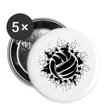 Volleyball Ball Explosion Volleyballer Symbol Logo - Buttons groß 56 mm (5er Pack) - Weiß - Vorne