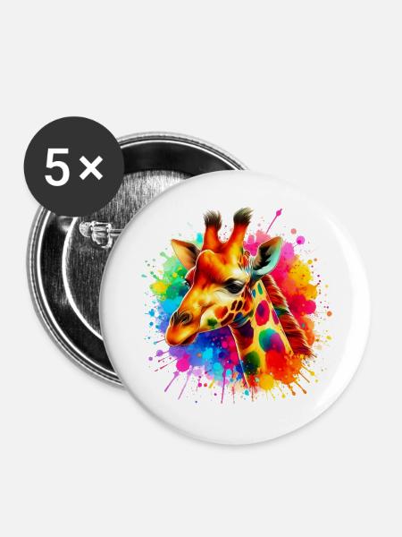 Giraffe - Buttons groß 56 mm (5er Pack) - Weiß