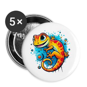 Gecko - Buttons groß 56 mm (5er Pack) - Weiß - Vorne