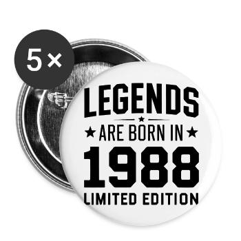 Legends Are Born In 1988 Limited Edition - Buttons groß 56 mm (5er Pack) - Weiß - Vorne