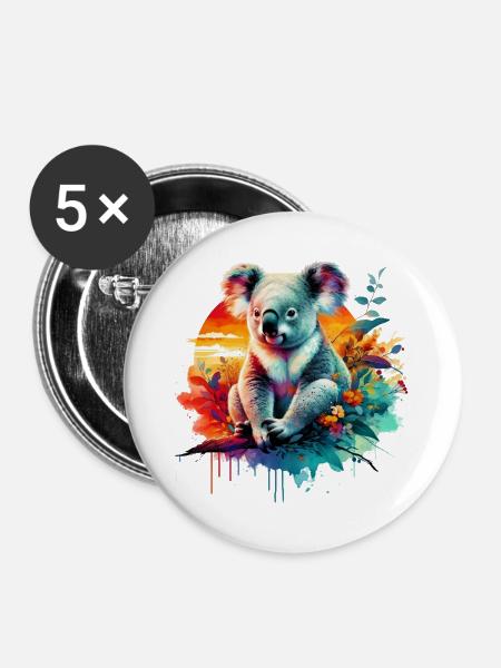 Koala - Buttons groß 56 mm (5er Pack) - Weiß