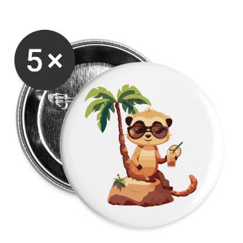 Meerkat Summer Beach Comic - Buttons large 2.2''/56 mm (5-pack) - white - Front