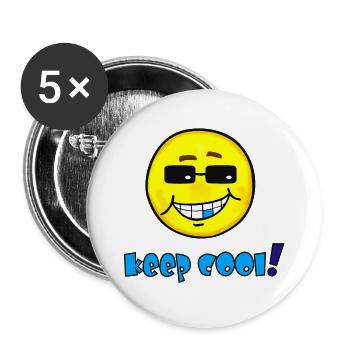 Keep cool - Funny emoticon with sunglasses - Buttons large 2.2''/56 mm (5-pack) - white - Front